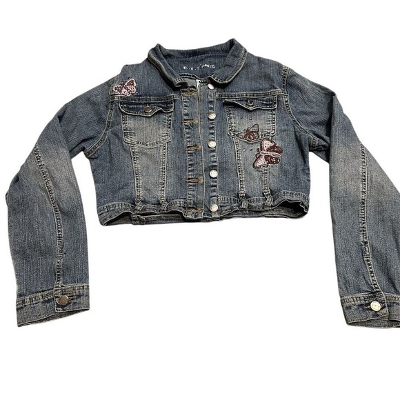 RVT Jackets & Blazers - Old Navy Women's Cropped Denim‎ Jacket S Embroidered Butterfly Design